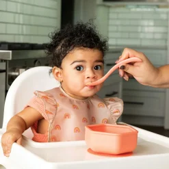 Mess proof Silicone Pocket Bib Ruffle - Boho Rainbow