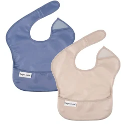 Mess-proof Easy Bib 2-pack - Blue / Taupe