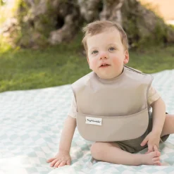 Mess-proof Easy Bib 2-pack - Blue / Taupe