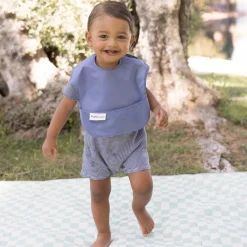 Mess-proof Easy Bib 2-pack - Blue / Taupe