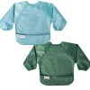 Mess-proof Full Sleeve Bib 2 Pack - Slate / Olive