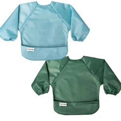 Mess-proof Full Sleeve Bib 2 Pack - Slate / Olive