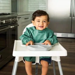 Mess-proof Full Sleeve Bib 2 Pack - Slate / Olive