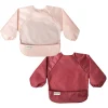 Mess-proof Full Sleeve Bib 2 Pack - Rose/ Burgundy