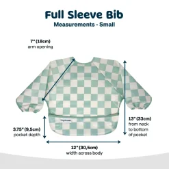 Mess-proof Full Sleeved Bib - Sage Checkers 6-24m