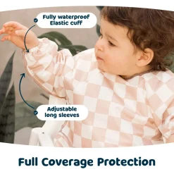 Mess-proof Full Sleeved Bib - Brown Checkers 6-24m