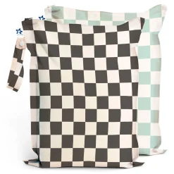 Mess-proof Wet Bags 2-Pack - Black / Sage Checkers