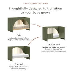 Moab 3-in-1 Convertible Crib - Olive/Ash