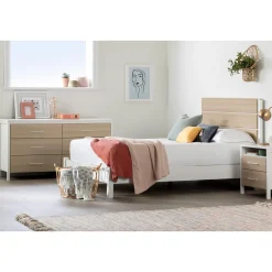 Munich Double Platform Bed on Legs - Pure White
