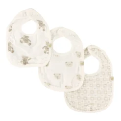 Muslin Set of 3 Milk Bibs -Teddy