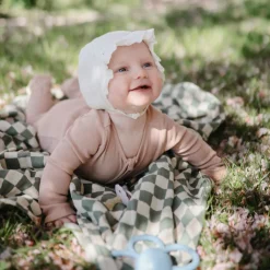 Muslin Swaddle Blanket - Olive Check