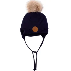 Navy Lined Beanie 12-24m