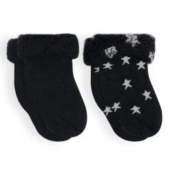 Newborn Socks (2) - Terry Black Stars