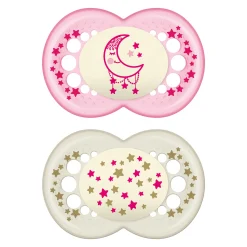Night Orthodontic Pacifier 6m+ (2) - Pink Glow in the Dark