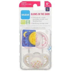 Night Orthodontic Pacifier 6m+ (2) - Pink Glow in the Dark