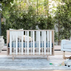 Novella Crib with Toddler Bed Conversion Kit - Stained Ash / Ivory