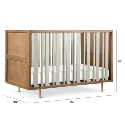 Novella Crib with Toddler Bed Conversion Kit - Stained Ash / Ivory