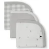 Organic Cotton 3-Pack Washcloth - Grey Stars