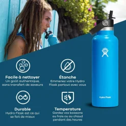 21oz Standard Mouth with Flex Straw Cap - Black