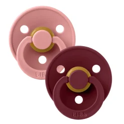 Pacifier Bibs 0-6m (2) - Dusty Pink/Elderberry (Size 1)