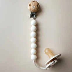 Pacifier-Clip Moon Wood White