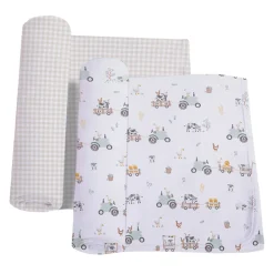 2-pack Jersey Swaddle - Tractor Ride
