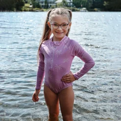 Palm Trees Long Sleeve Swimsuit 2-14