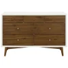 Palma 7-Drawer Double Dresser - Warm White / Natural Walnut