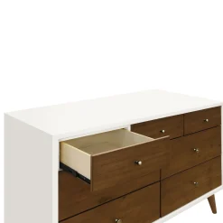 Palma 7-Drawer Double Dresser - Warm White / Natural Walnut