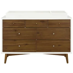 Palma 7-Drawer Double Dresser - Warm White / Natural Walnut