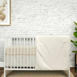 3-Piece Crib Bedding Set - Beige Linen Look
