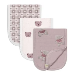 3pk Muslin Burp Cloth-bear