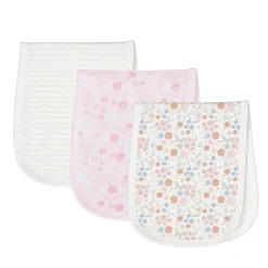 3pk Muslin Burp Cloth-Rose