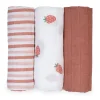 3pk Strawberries-cotton Muslin