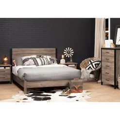 Platform Double Bed on Legs - Munich Weathered Oak