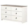 Plenny 6-Drawer Double Dresser Storage Unit - White Wash and Oak