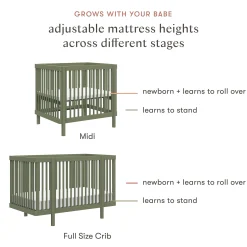 Pogo 8-in-1 Convertible Crib with All-Stages Conversion Kits - Olive