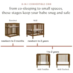 Pogo 8-in-1 Convertible Crib with All-Stages Conversion Kits - Natural Walnut