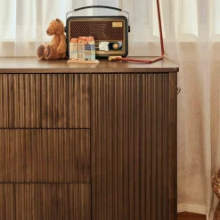 Pogo Tambour Assembled Dresser - Natural Walnut