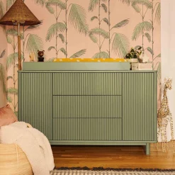 Pogo Tambour Assembled Dresser - Olive