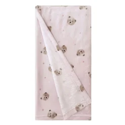 Printed Plush Blanket With Socks - Pink