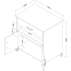 Printer Cart on Wheels - Axess Pure White