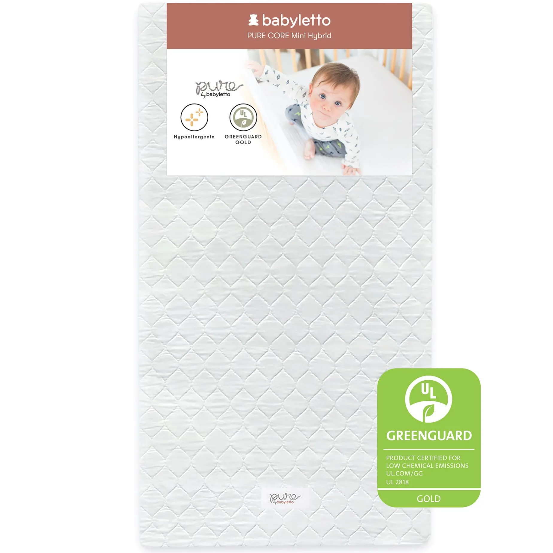Pure Core Non-Toxic Mini Crib Mattress - Hybrid Cover
