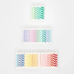 Rainbow Striped Mini Candles (50)