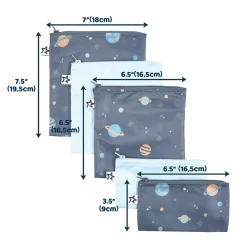 Reusable Snack Bags 5 Pack - Space