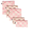 Reusable Snack Bags 5-Pack - Pink / Brown Checkers