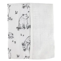 Reversible Muslin Waffle Blanket - Forest