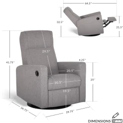 Rocking and Swivel Armchair Nelly - Arlo Heather Silver / Black