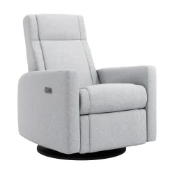 Rocking and Swivel Armchair Nelly - Arlo Heather Silver / Black - Motorized Electric