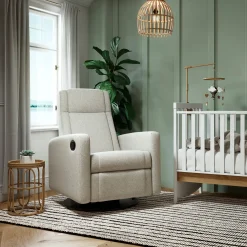 Rocking and Swivel Armchair Nelly - Como Sand / Black